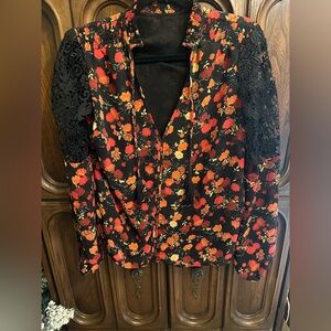 Black and Red Floral Top